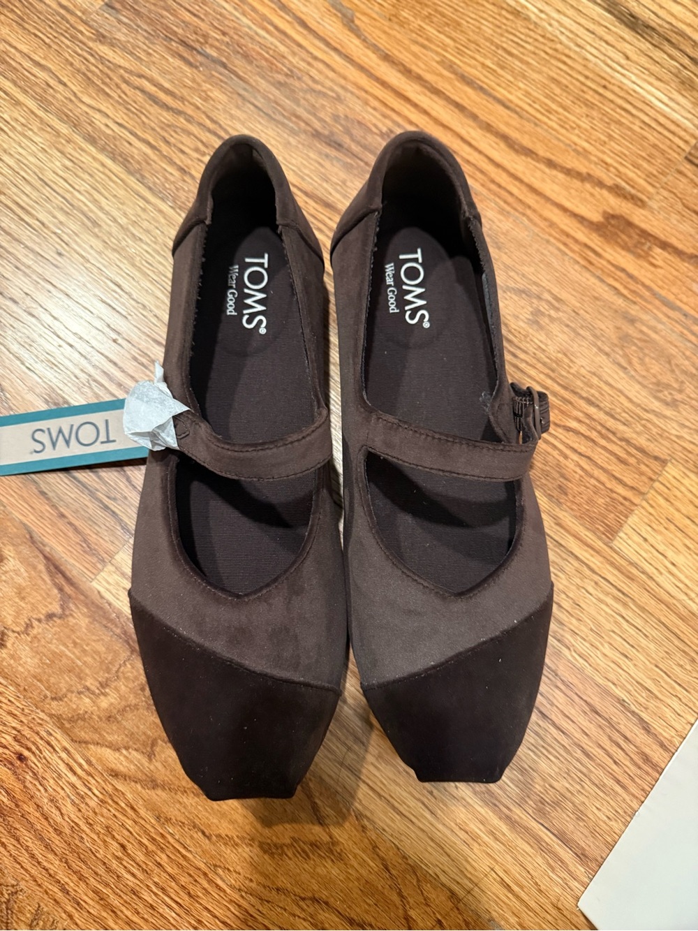 TOMS Women's Dark Brown Mary Jane Flats with Strap